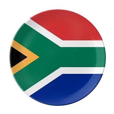 Imagem de Prato decorativo de porcelana com bandeira nacional da África do Sul, Prato de jantar