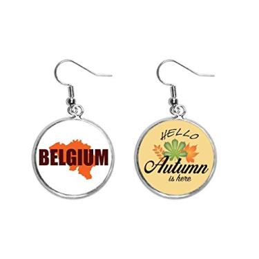 Imagem de Brinco de folha de outono com mapa europeu da Bélgica de Bruxelas