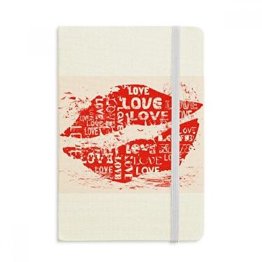 Imagem de Caderno com palavra-chave do Dia dos Namorados Love Kiss oficial de tecido rígido diário clássico