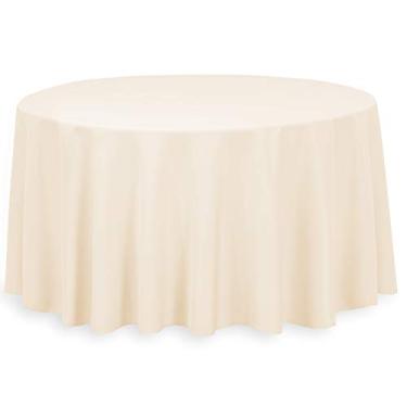 Imagem de LinenTablecloth Toalha de mesa de poliéster redonda de 332 polegadas bege