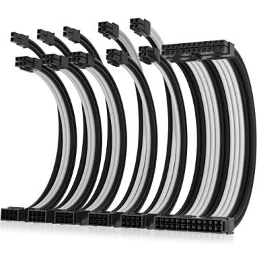 Imagem de Cabo com manga de fonte de alimentação Asiahorse para cabo de extensão de fonte de alimentação Kit de fios 1x24-PIN / 2x8-PIN (4 + 4) M/B, 3x8-PIN (6 + 2) PCI-E (black white)