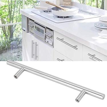 Imagem de Puxador de gaveta, requintado e fácil de instalar alça de armário superfície lisa aço inoxidável durável prata para cozinha doméstica para penteadeira de armário (200 * 128 * 10 mm)