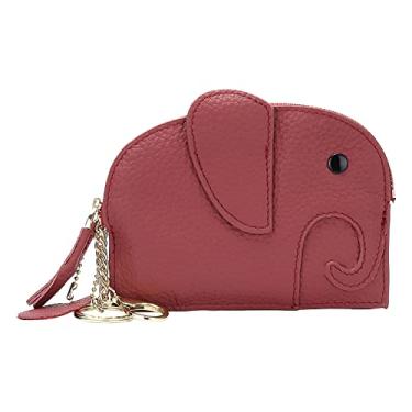 Imagem de Bolsa mini bolsa de animal linda bolsa de desenho animado carteira fofa de couro macio para chave carteira de elefante carteira de telefone, Vinho, One Size