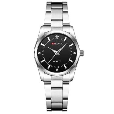 Imagem de YingHwa Relógios para mulheres, moda casual, relógio de quartzo, esportivo, impermeável, relógio de estudante, mostrador de cristal de luxo, relógio feminino com pulseira, Preto