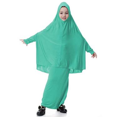 Imagem de Lasser Bairam Eid Girl Lebanon roupas tradicionais exóticas libanesas criança ABAYA HIJAB NIQAB fantasia infantil roupas étnicas (M para 120-135 cm de 5-8 anos)