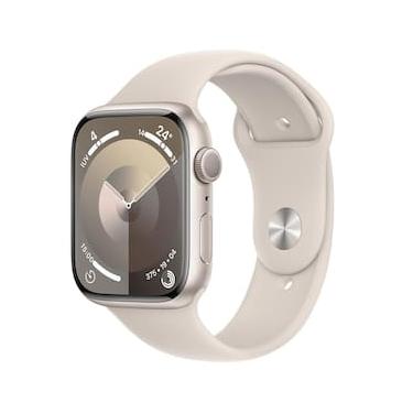 Imagem de Apple Watch Series 9 GPS Caixa Estelar de Alumínio 45 mm Pulseira Esportiva Estelar P/M - Neutro em Carbono