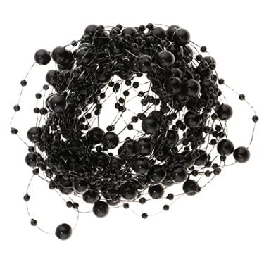 Imagem de SDENSHI Pérolas com contas de corrente guirlanda DIY artesanato festa palco decoração 10 m/32,8 pés - preto