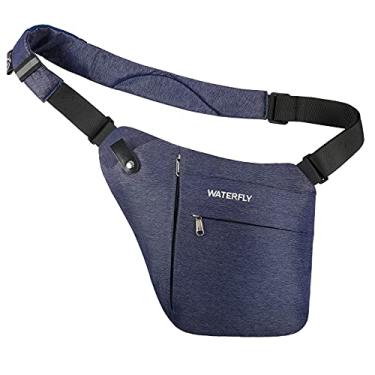 Imagem de WATERFLY Bolsa tiracolo tiracolo no peito: bolsa transversal fina anti-roubo mochila sobre o ombro mochila lateral stealth homem mulher, Azul-marinho 1 (tamanho atualizado), L, Moderno/justo
