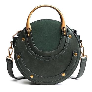 Imagem de KoeLaP Bolsa de ombro pequena com costura fosca vintage para mulheres bolsas femininas transversais, Verde, 17x8x16cm