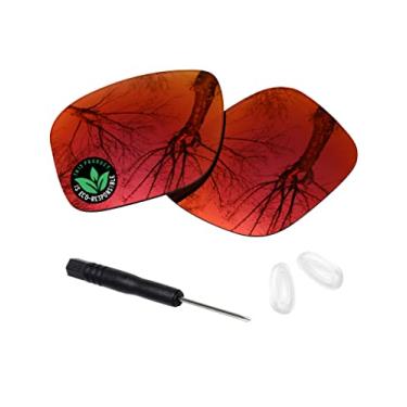 Imagem de Raydi Lentes de substituição de policarbonato e acessórios para óculos de sol Oakley Holbrook Metal OO4123 Square – Espelho Vermelho Fogo – Polarizado