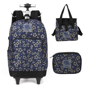 Imagem de Mochila Infantil Rodinhas Up4you Estrela Com Lancheira e Estojo