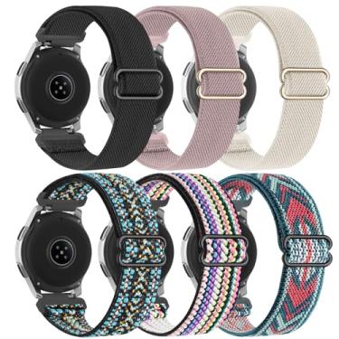 Imagem de Farluya Pacote com 6 pulseiras de relógio compatíveis com Samsung Galaxy Watch 3 de 45 mm/Galaxy Watch de 46 mm/Gear S3 Frontier, pulseiras ajustáveis de nylon macio elástico de 22 mm para homens e