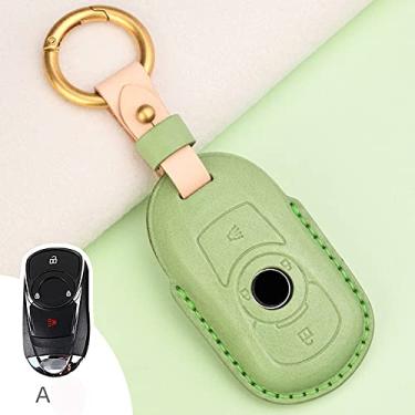Imagem de CSHU Porta-chaves em couro para carro capa porta-chaves Porta-chaves com anel, adequado para Opel Astra Buick Encore Envision, A GREEN