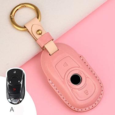 Imagem de CSHU Capa de couro para chave de carro Capa de chaveiro com anel de bolsa, adequado para Opel Astra Buick Encore Envision, A ROSA
