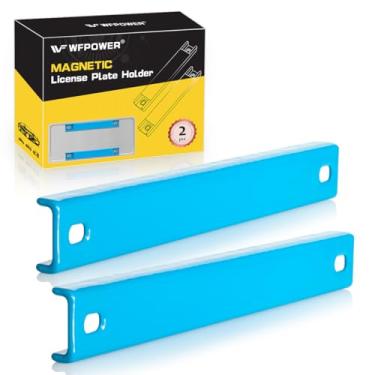 Imagem de Suporte magnético de placa de licença revestido de borracha WF, 2 unidades de ímã de barra forte com placa moldada de borracha para direção de teste, suporte de placa magnética de demonstração de revendedor vermelho com parafusos