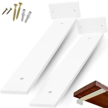 Imagem de RIO DESIGN99 Mão Francesa 35cm Cantoneira Invisível - Branco - 2 Unidades - Reforçada Industrial Invertida Suporte Aço Ferro Em T