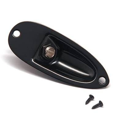 Imagem de harpfeas Tomada de entrada de guitarra placa de saída de barco carregado estilo 1/4 polegada para guitarra elétrica Fender Stratocaster Strat St Mono (preto)