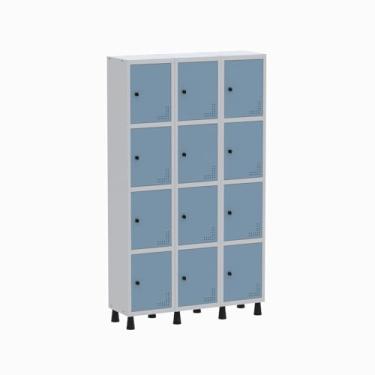 Imagem de Roupeiro Aço Light 3v 12 Portas Gr303/12 Cinza/Azul