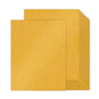 Imagem de Pikalon 30 folhas de cartolina dourada com glitter 21 x 28 cm, papel de cartão brilhante premium pesado de 230 g/m² para fazer cartões, artesanato, decoração de festa, material escolar para estudantes