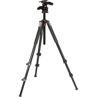 Imagem de Manfrotto Tripé de alumínio 055 de 3 seções com cabeça de 3 vias