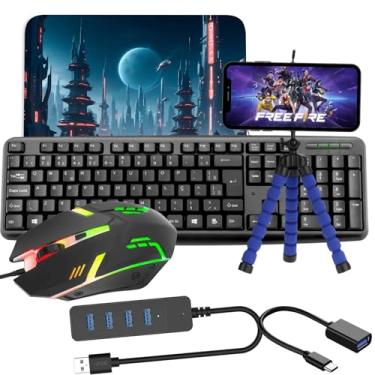 Imagem de Kit Gamer Completo com Teclado, Mouse Gamer de Alta Precisão, Suporte para Smartphone, Hub USB 4 Portas, Cabo USB