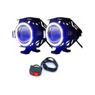 Imagem de Par Farol Auxiliar Milha Mini U7 Azul Led Alta Potencia Para Moto - U7