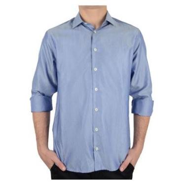Imagem de Camisa Masculina Dudalina ML Slim Twill Azul Médio - 5310374-Masculino