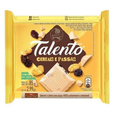Imagem de Chocolate Garoto Talento Branco com Cereais e Passas 85g - Embalagem c