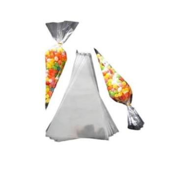 Imagem de Saquinho Cone Incolor Plástico 12X25Cm Poli C/50Un - MOR