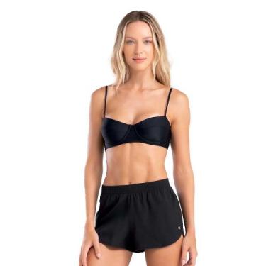 Imagem de Shorts She Verão Liso Básico Feminino Com Elástico No Cós, Preto, M