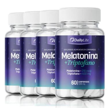 Imagem de Kit 4x Mela tonina DailyLife 60 Comprimidos 1000mg Com L Triptofano 