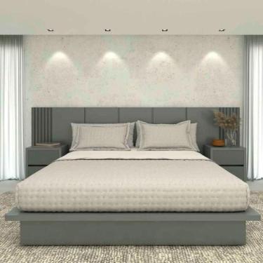 Imagem de Kit Quarto MDF Sob Medida Com Cabeceira King 3,50m e 2 Mesas - Casa La