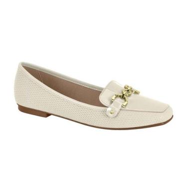 Imagem de Sapato Feminino Mocassim Moleca 5737.211-, Np tresse branco off, 36