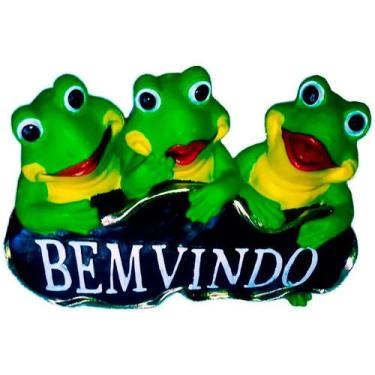 Imagem de Trio de Sapos Bem-Vindo para Sala e Escritório Decor  Azul Marinho - R