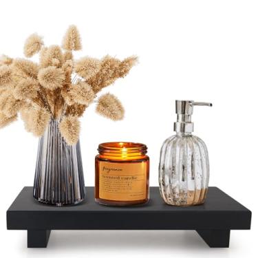 Imagem de Bandeja de balcão de banheiro preta para decoração pequena bandeja de panela, suporte de pedestal, bandeja de saboneteira de cozinha para bancada de madeira, bandeja decorativa moderna para pia de