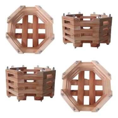 Imagem de Cachepot Vaso De Madeira Octogonal Suporte Plantas Orquídeas