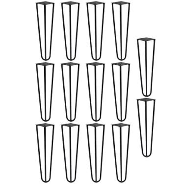Imagem de Kit 14 Pés de Metal 25 CM Hairpin Legs Mesas de Centro Puffs Preto G41