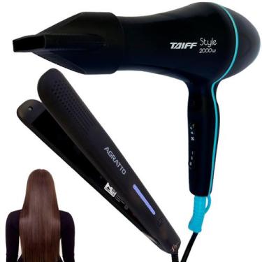 Imagem de Kit secador de cabelos salão profissional e chapinha bivolt - TAIFF, 2