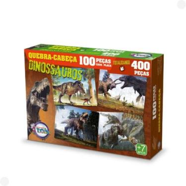 Imagem de Puzzle 4 Quebra-Cabeças Dinossauros 400 Peças 12150 - Toia Brinquedos