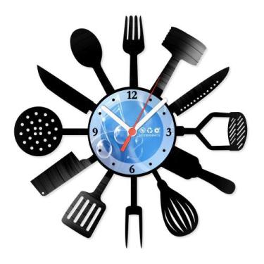 Imagem de Relógio De Parede Disco Vinil Cozinha - Talheres 1 - VCZ-001 - Moderna