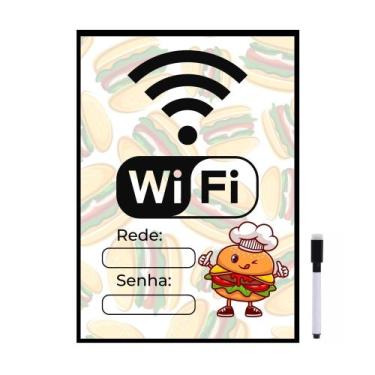 Imagem de Quadro Wifi Internet Hamburgueria Lanchonete Lanche 20x28cm - CAMALEÃO