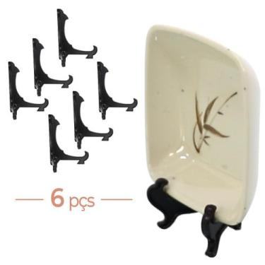 Imagem de Kit Com 6 Peças Suporte Para Pratos e Azulejos Preto 10cm - AC
