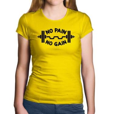 Imagem de Baby Look Algodão No Pain No Gain - Foca na Moda, Amarelo, G