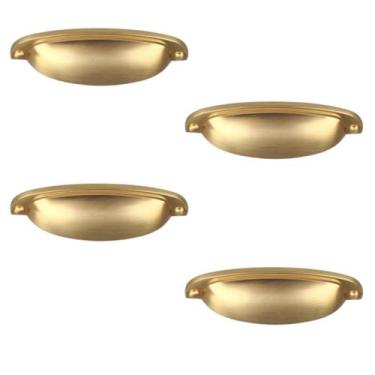 Imagem de Kit 4 Puxador Concha Paris Dourado Escovado Para Gaveta - RENNA