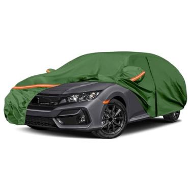 Imagem de Capas de carro impermeáveis substituem para Honda Civic 2011-2025, multicamadas resistentes com forro de algodão, capa de carro personalizada para todos os climas com porta com zíper, faixas à prova