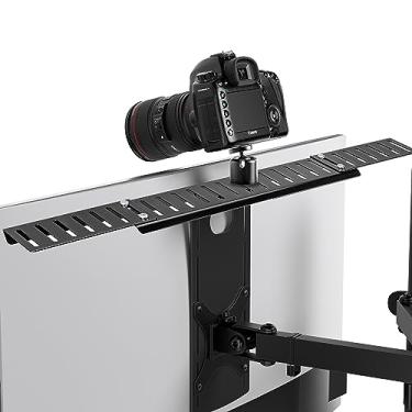 Imagem de HumanCentric Suporte para monitor DSLR extragrande, suporte para câmera de mesa, webcam leve, prateleira de microfone para monitor VESA, tripé de grampo de substituição, padrões de 100 x 100 mm
