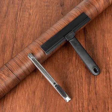 Imagem de Abyssaly Papel de parede de contato de grão de madeira para prateleira, papel de parede de contato marrom, papel de parede adesivo de vinil de madeira para mesa com raspador, cortador de papel de 45 x