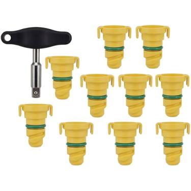 Imagem de Pacote com 11 plugues de drenagem de óleo compatíveis com Ford F-150 F150 Mustang Bronco Explorer Edge Lincoln MKZ KX6Z-6730-B FT4Z-6730-A BC3Z-6730-A BC3Z-6730-B KX6Z6730B BC3Z6730B com ferramenta de