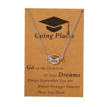 Imagem de Chapéu de formatura prata 2025 colar com pingente gravado para mulheres e homens corrente ajustável de aço inoxidável polido gargantilha PhD Master College High School Presentes de formatura com
