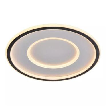 Imagem de Plafon Alpha Sobrepor Preto Redondo Led 40cm Luz Amarela 49w - Domeny 